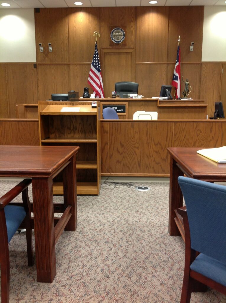 Inside of a US courtroom