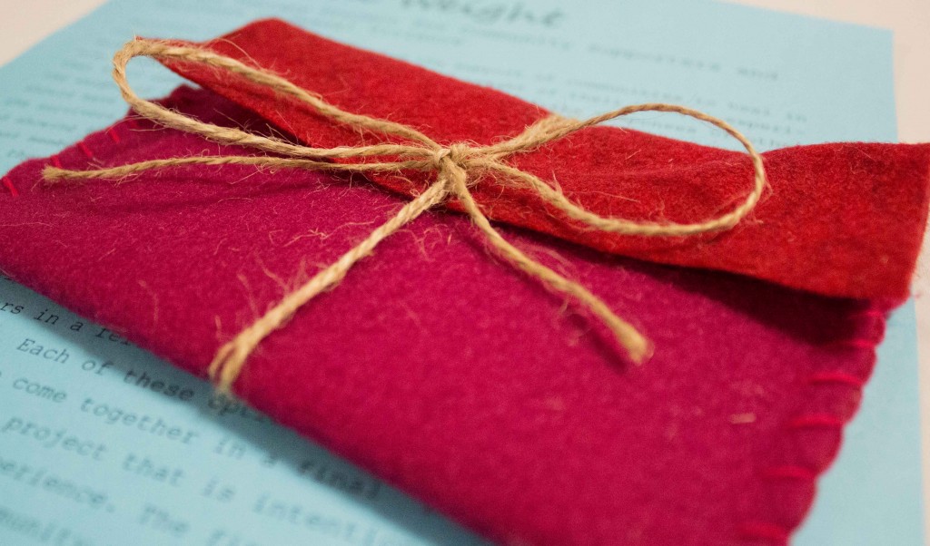 Handmade red envelope with twine