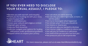 A graphic with text to help support survivors of sexual assault